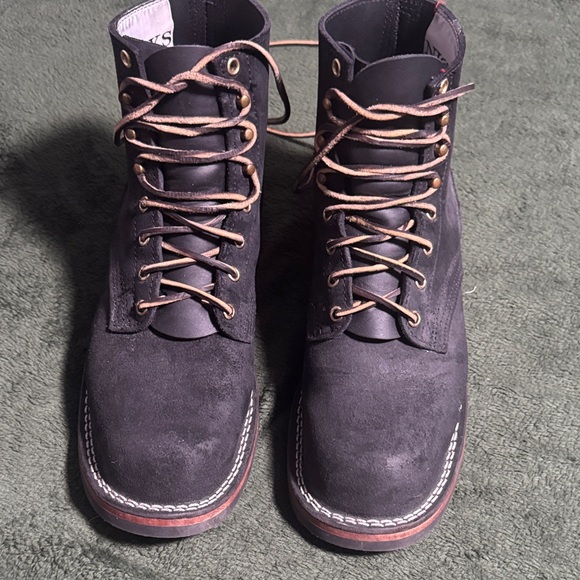 Stylish Black Suede Lace-Up Boots
